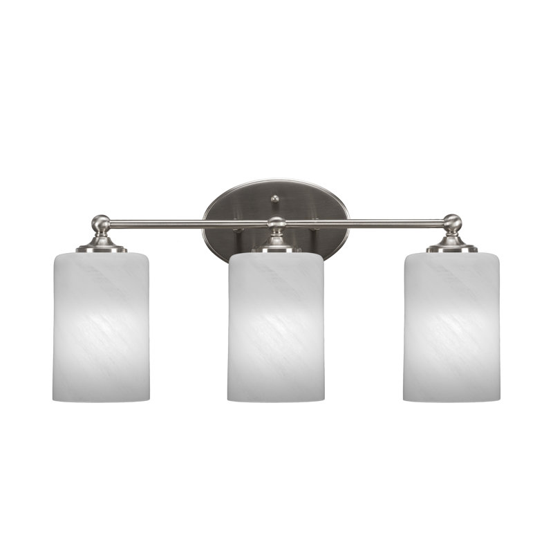 Capri Light Bath Bar Shown With 4" White Marble Glass, Brushed Nickel, 3