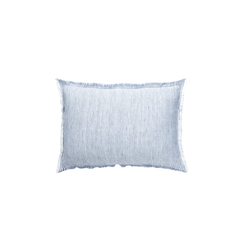 Luxe Lumbar Pillow Cover & Insert, Chambray Blue/White