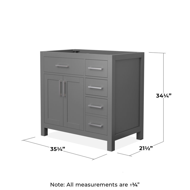 Base de meuble-lavabo simple autoportante 35,25 po Beckett, Dark Grey/Brushed Nickel