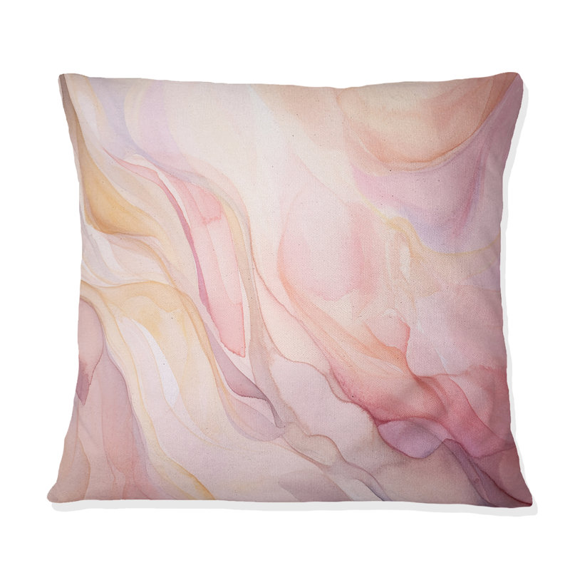 Coussin décoratif rose et doré Enchanted Spills III - Abstract Abstract