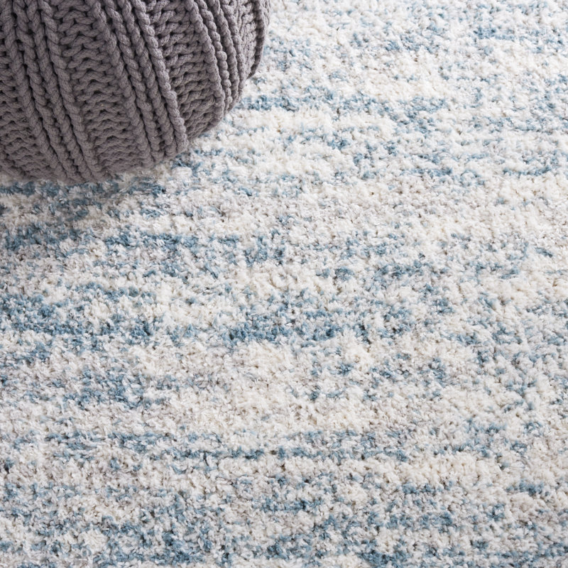 Tapis à poils longs berbère Jeremias 563 en ivoire / turquoise clair Jeremias, Rectangle 6 pi x 8 pi