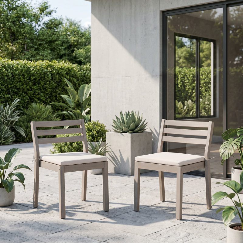 Outdoor 2-piece set Dining Chair With Cushion, Stackable