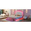Full Size Upholstered Bed Frame With LED Lights, Upholstered Princess Bed-1643683357