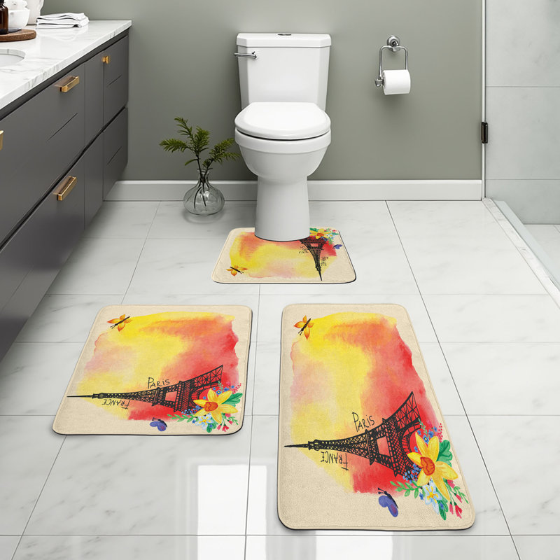  Multicolore Paris, ensemble de 3 tapis de salle de bain U