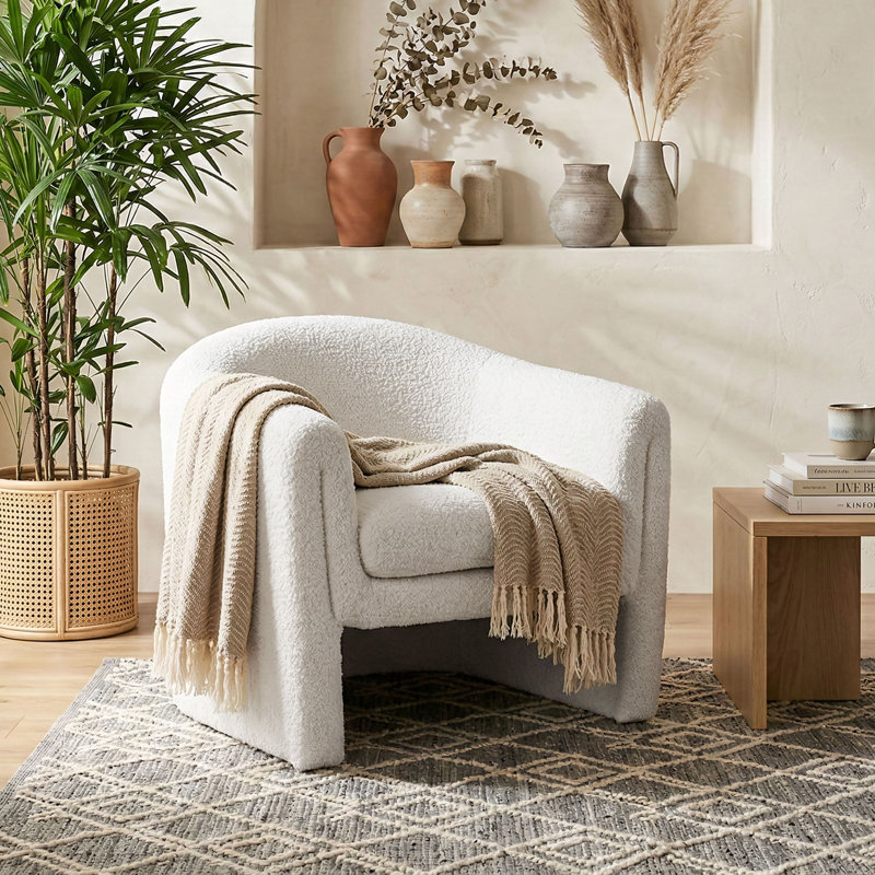 Bonnie Boucle Upholstered Accent Chair, White