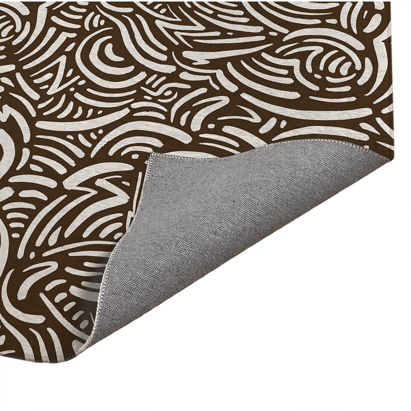 Tapis de cuisine Cozy Swirl, Rectangle 5' x 7', Mocha Brown Geometric
