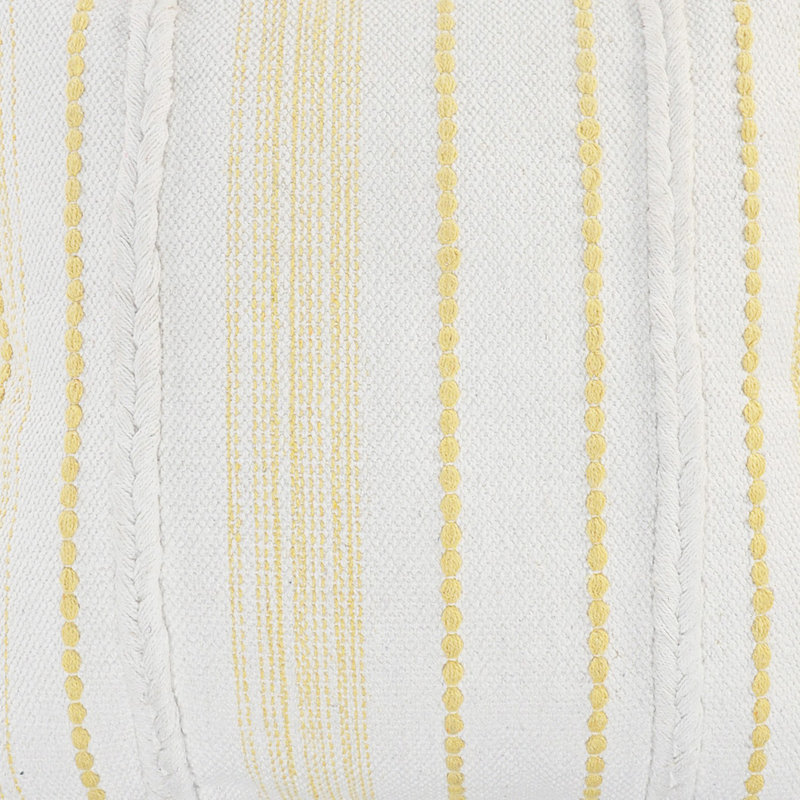 20" Yellow and White Striped Cotton Throw Pillow