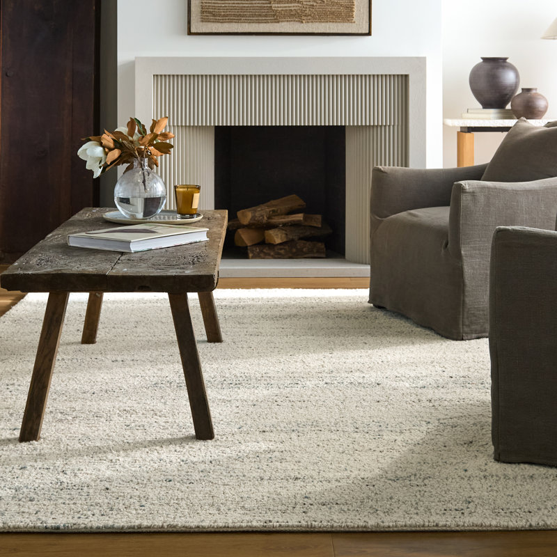 Tapis Burch NVA04 tissé à la main, uni ivoire/bleu (10'X14'), Ivoire ivoire, Rectangle 120 po x 168 po