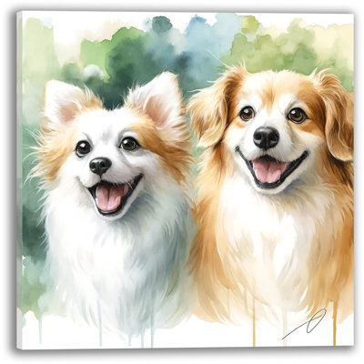 «Cheerful Companions - Watercolor Canine Duo» sur toile