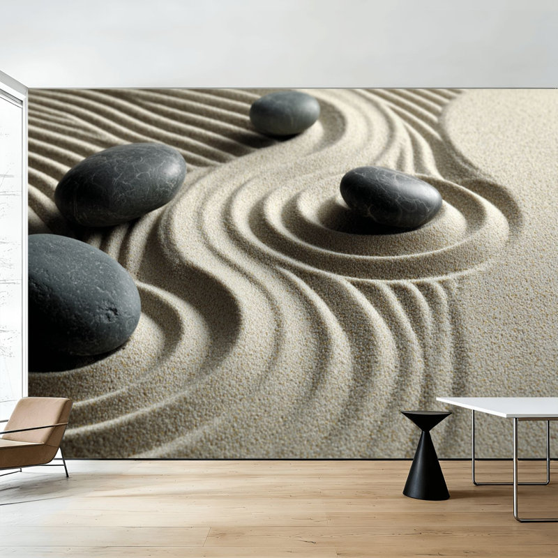 Adhésif mural amovible auto-adhésif et pierres zen, L 99,6 po x l 144 po