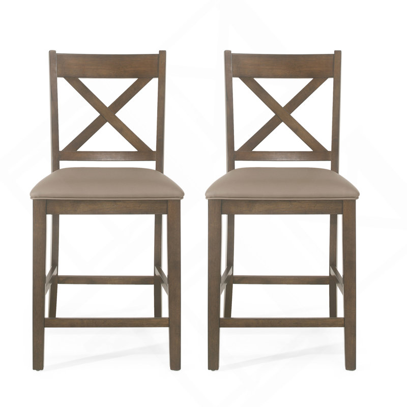 Ensemble de 2 tabourets de comptoir rembourrés en bois