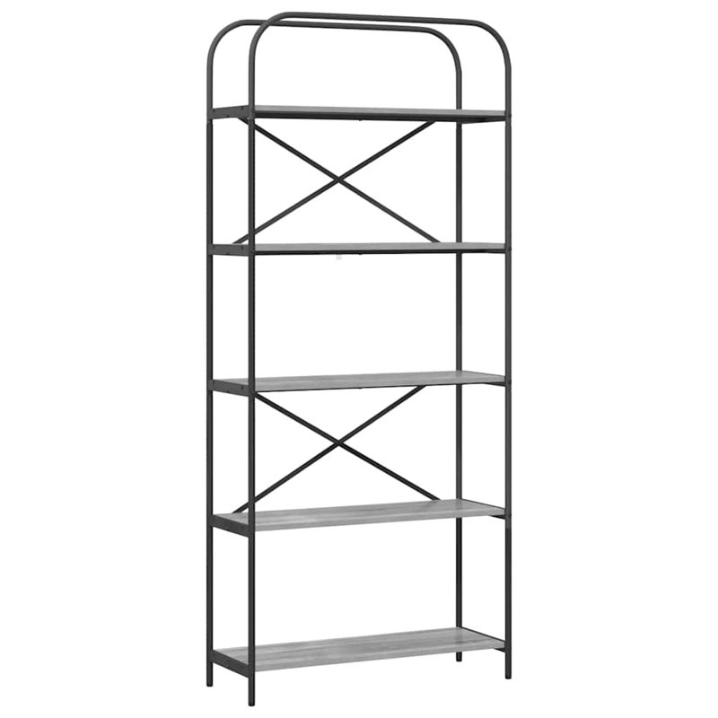 Bookshelf Engineered wood Modern Freestanding Bookshelves Organizer, (5 Shelves) 183cm. H x 80cm. W x 30cm. D, Grey Sonoma