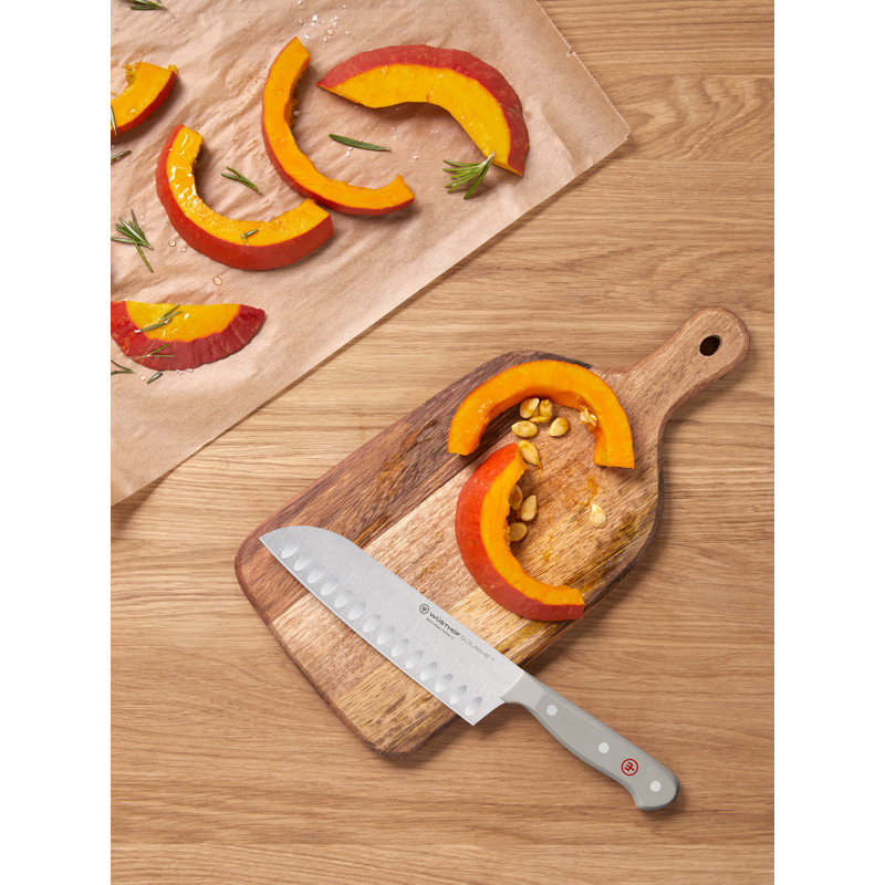 WÜSTHOF Gourmet 7" Hollow Edge Santoku Knife, Gray