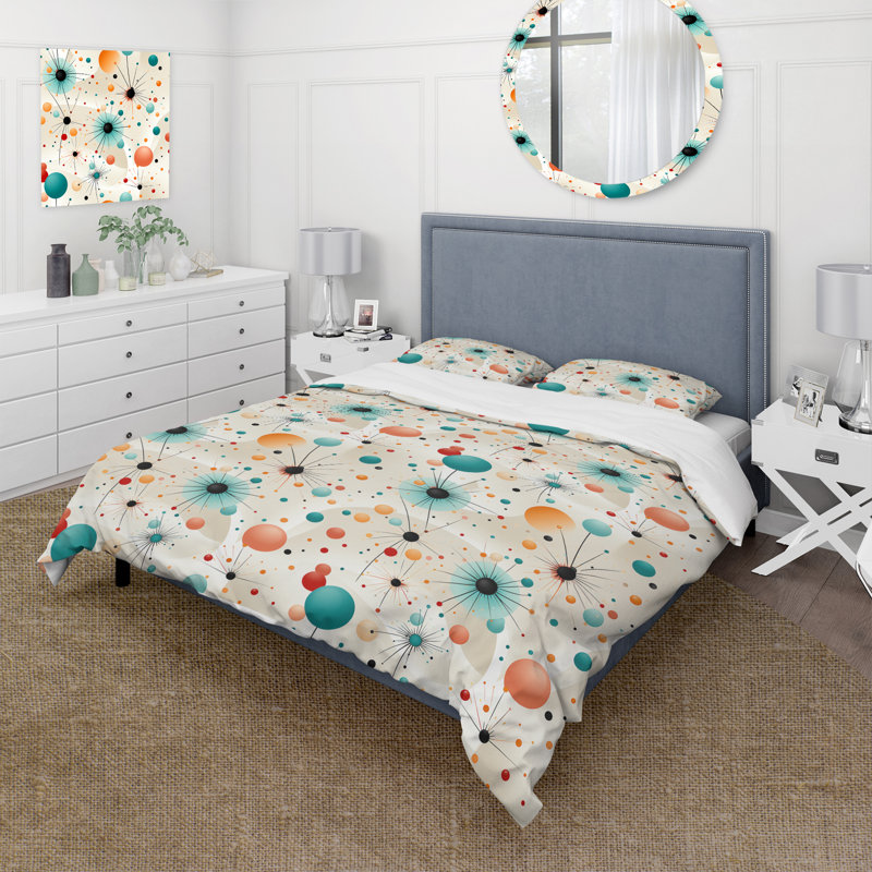 Literie à pois bleu Funky I, Housse de couette pour très grand lit et 2 très