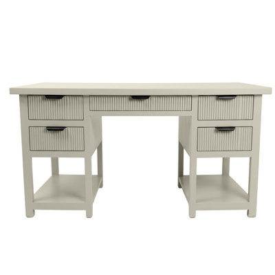 Modern Fluted Solid Wood Computer Desk