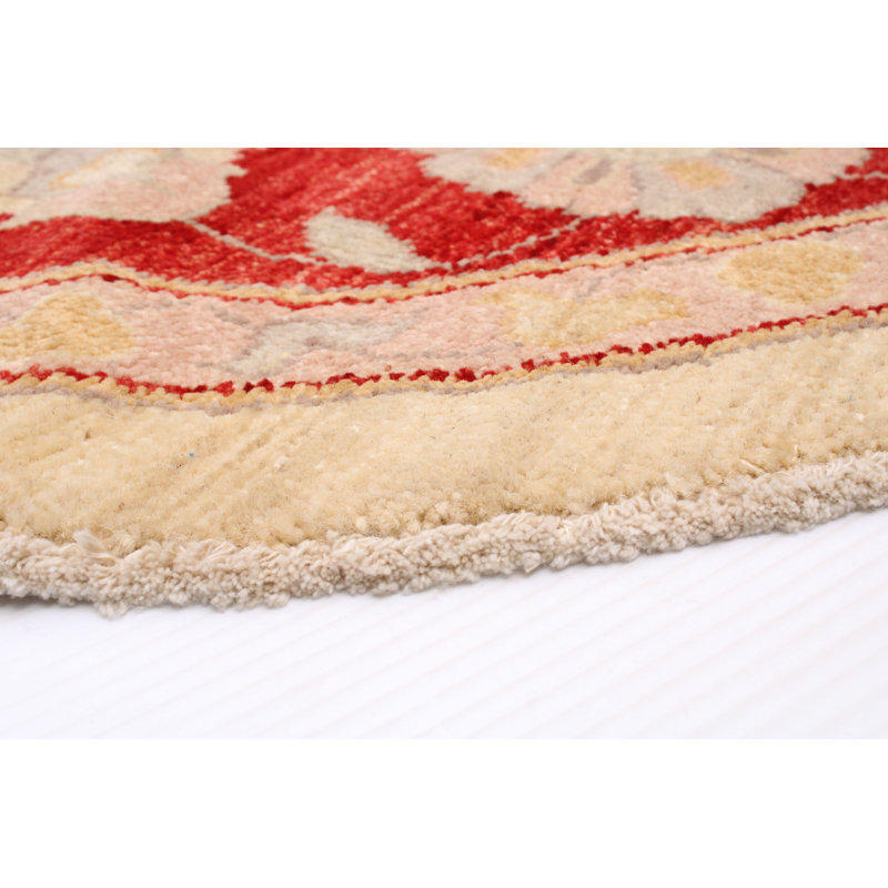 Tapis rond en laine noué à la main de conception unique 6 pi 6 po Chobi Finest
