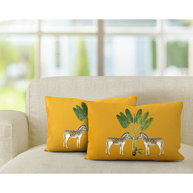 Housse et insert de coussin carré intérieur / extérieur , Jaune, L 20 po x H 14 po