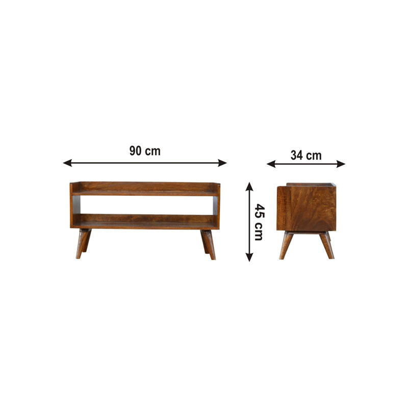 Uwais Solid Wood Open Storage Bench