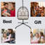 Folding Swing Egg Chair with Stand - Wicker Rattan, C-Type Bracket, Cushion, Pillow & Special Cup Holder