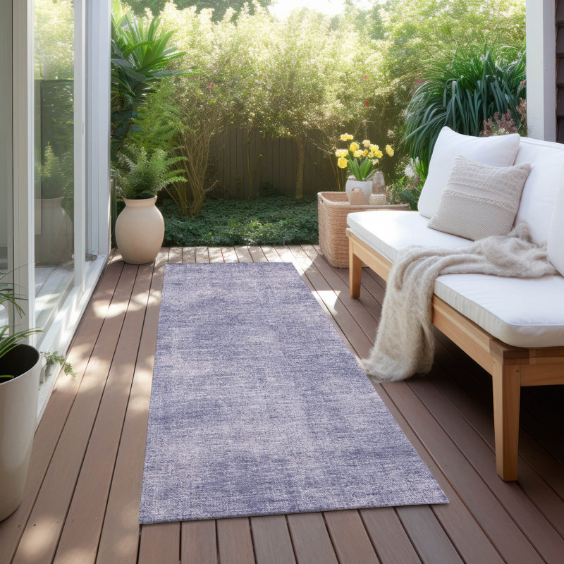 Orlena Purple Washable Indoor-Outdoor Rug - , 2'3" x 7'6"