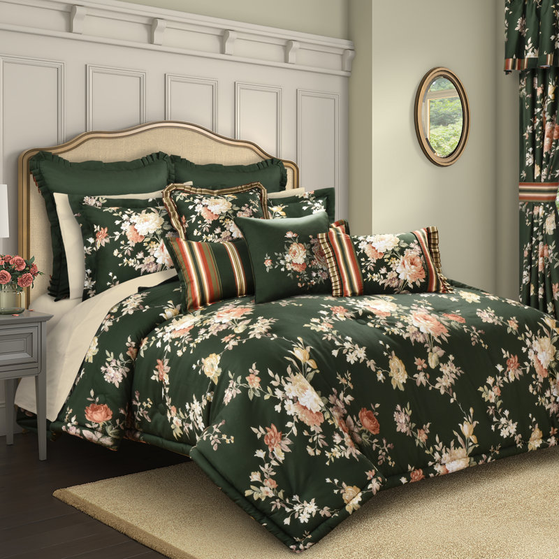 Brianna 18" Square Forest Green Embroidered Throw Pillow