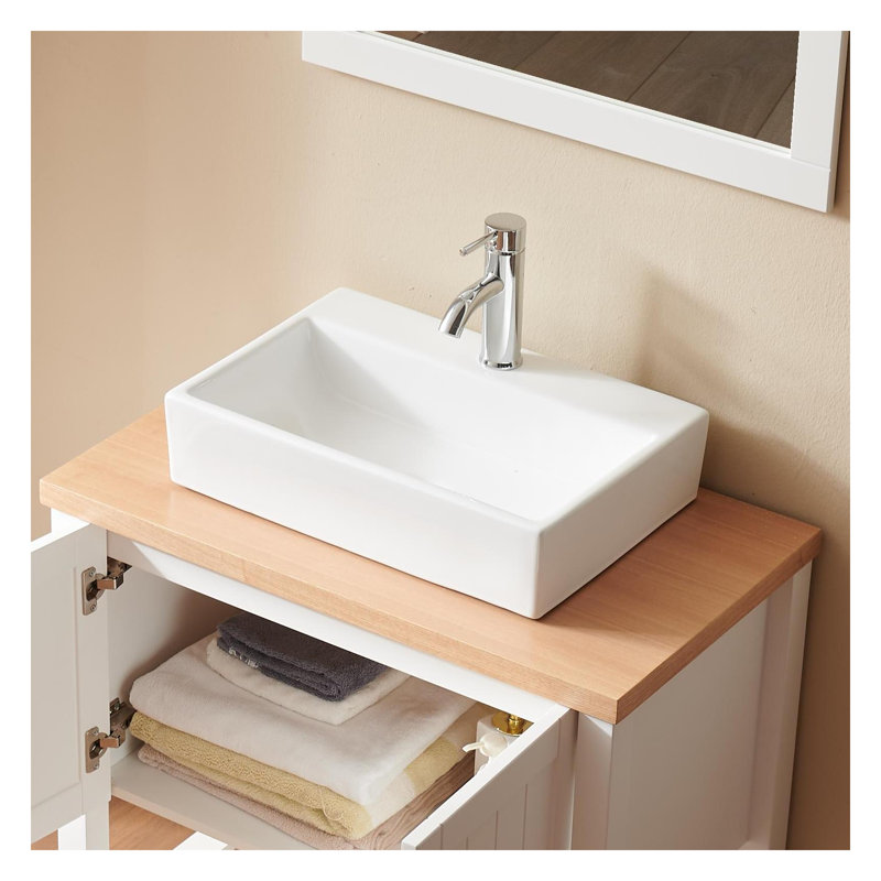 20.6" Square Ceramic Vessel Sink, Premium White Above-Counter Bathroom Basin for 32-Inch Vanity Cabinet, Modern Artistic Design