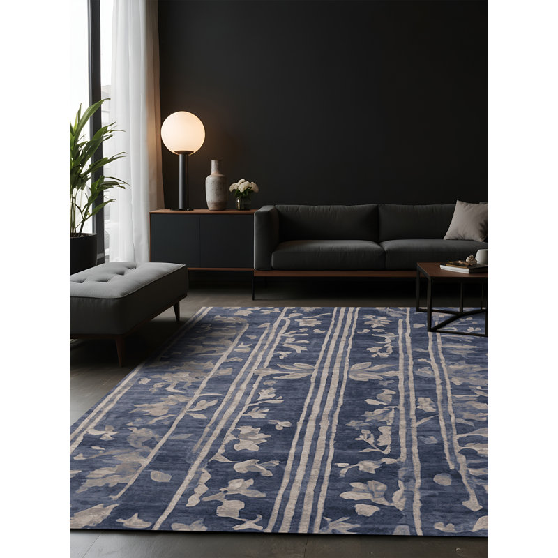 Tapis gris soyeux et moelleux, Rectangle 8 pi x 12 pi