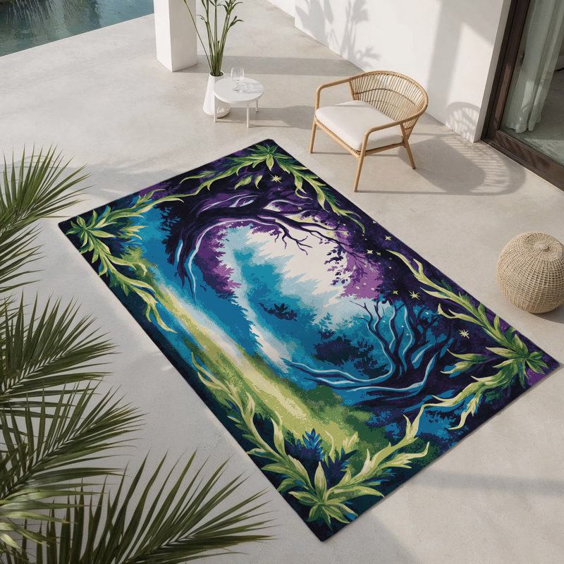 Tapis intérieur et extérieur Whispering Leaves, Rectangle 1'6" x 2'6"
