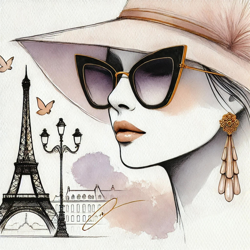 «Parisian Elegance with Eiffel Tower», art mural sur toile, H 20 po x l 20 po