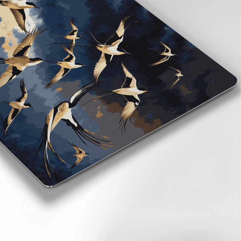 Oiseaux, art mural gris, H 96 po x l 120 po x P 0,05 po
