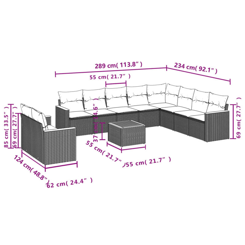 Ensemble de canapé de jardin Vidaxl beige, blanc crème
