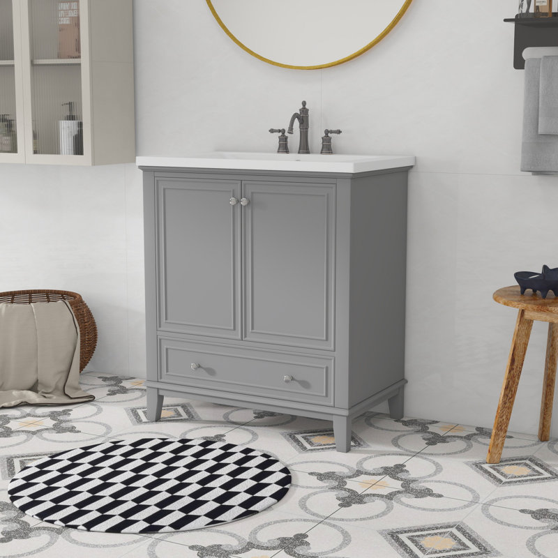 Meuble-lavabo 30 po avec lavabo en céramique, Gris