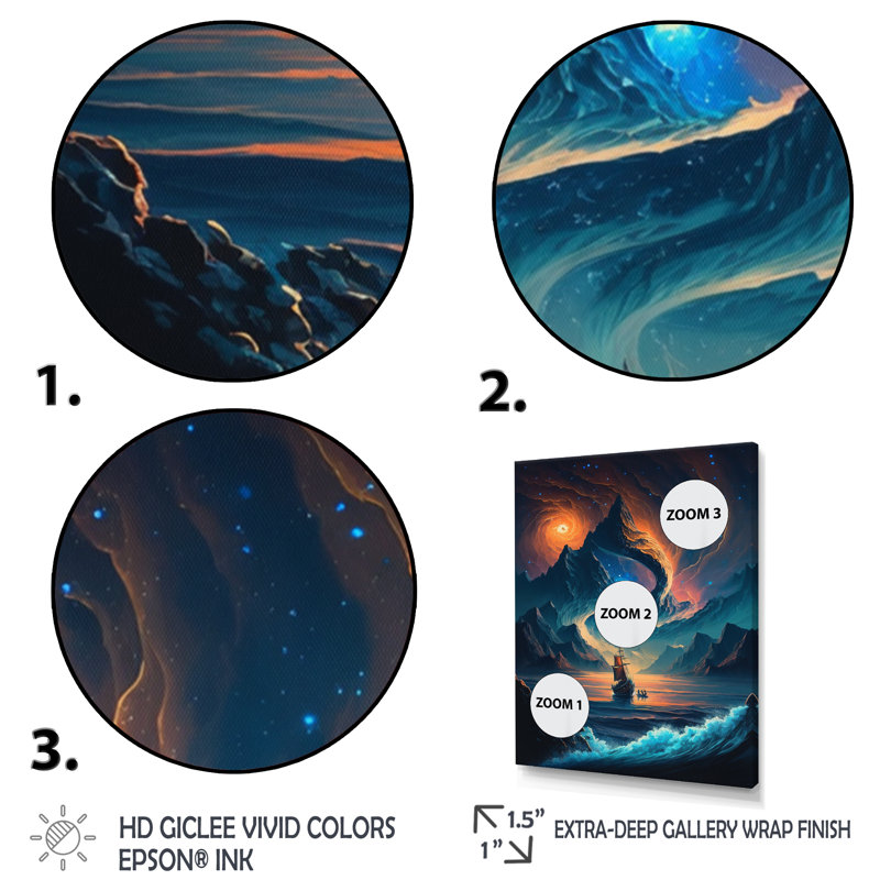 Inspiring Moon's Outer Space View V Inspiring Moon's Outer Space View V, reproduction d'art sur toile, Noir