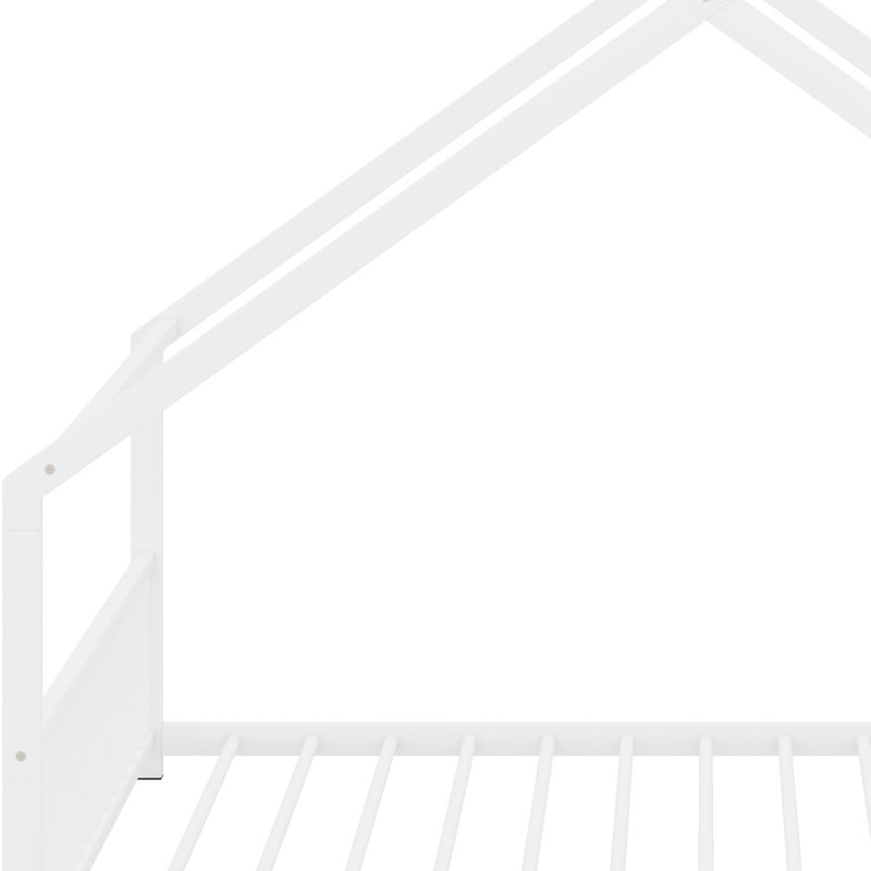 Space-Saving Metal House Bed for Small Room, Blanc