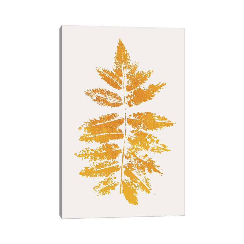 Oak Leaf Print - Yellow by Kubistika - Wrapped Canvas Print, 101.6 cm H x 66.04 cm W x 1.91 cm D