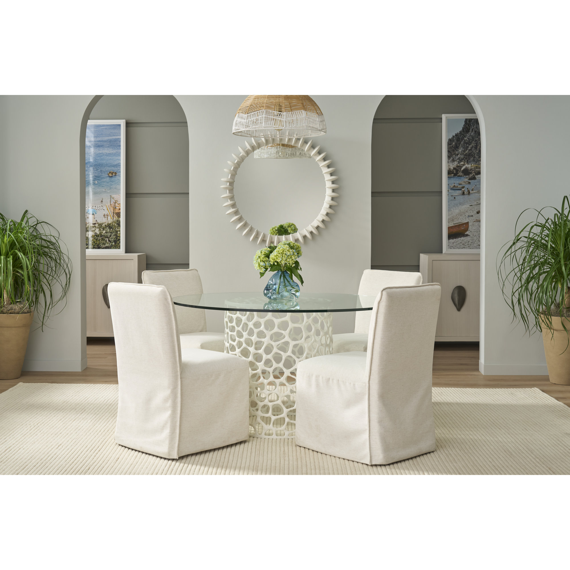 Coral Dining Table 54, White, 30" H x 54" L x 54" W