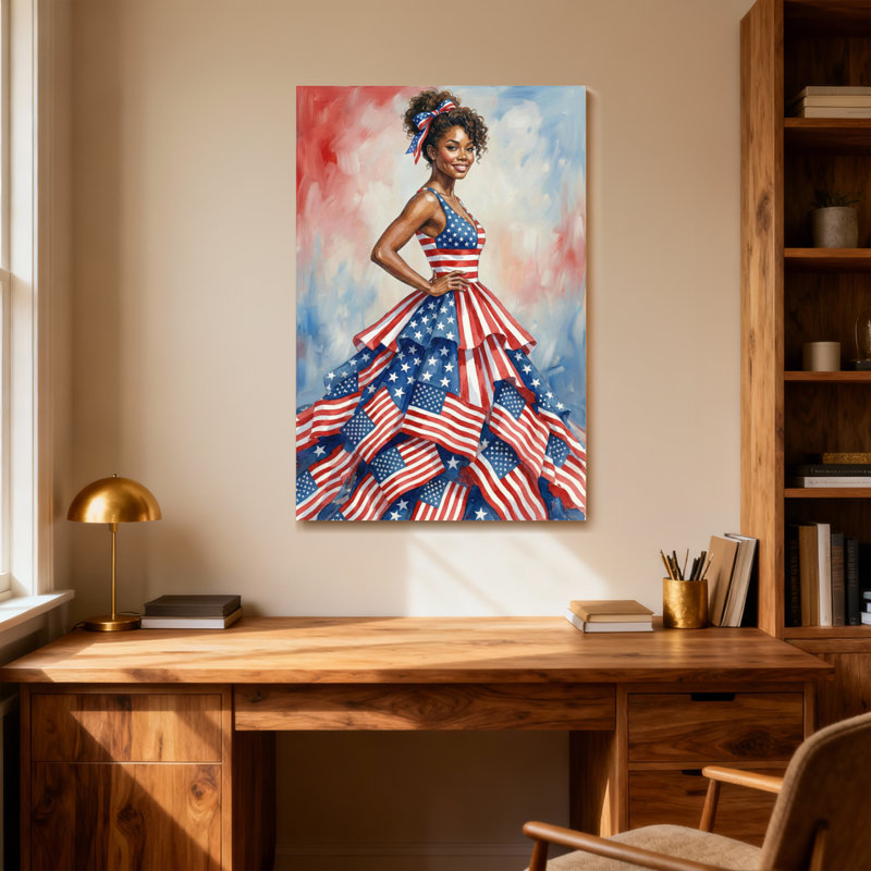 Imprimé à motifs de mode drapeau américain, H 18 po x l 12 po