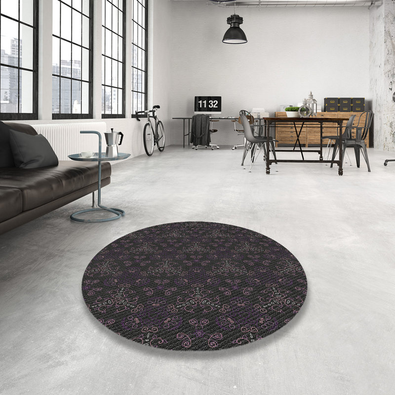 Noir Tapis décoratif, Rond 8 pi
