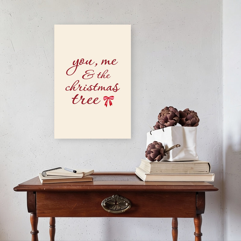You Me Christmas Tree Romantic Abstract Contemporary Christmas Tree Winter Landscape Wall Art Print by Karen Menzenbach - Wrapped Canvas Print