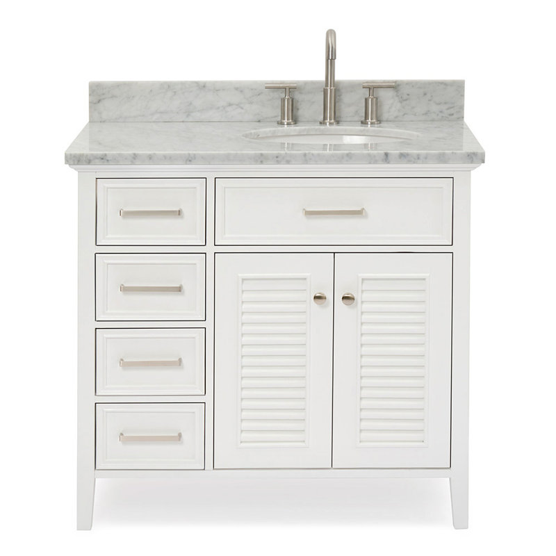 Kensington 37'' W Single Vanity, White, Right