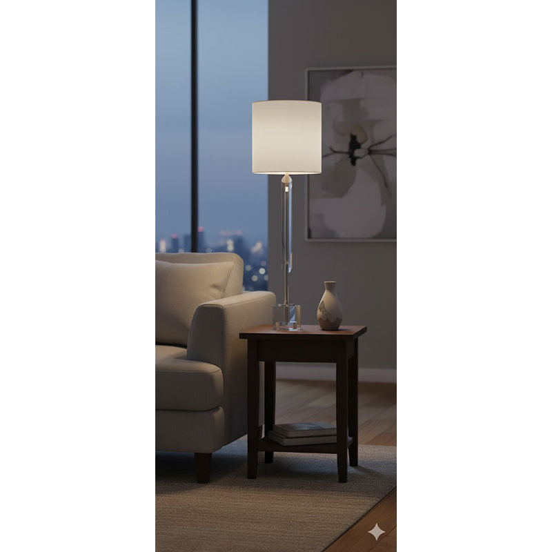 Mercedes 1 Light Silver Table Lamp