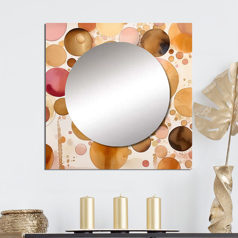 Après-midi de rêves bohème chic rétro rose doré I - miroir carré géométrique pour décoration murale, 23 po x 23 po