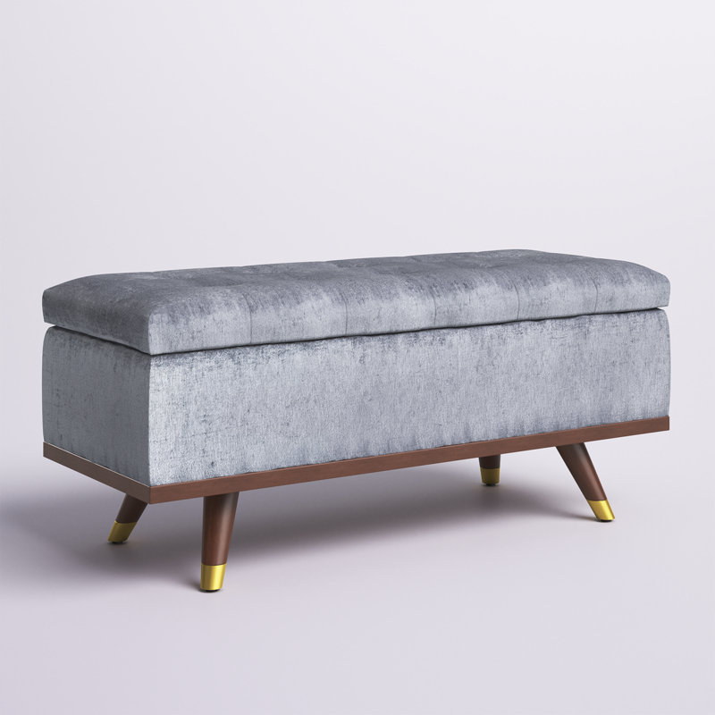 Banc de rangement à couvercle rabattable Nannie, Gris ardoise