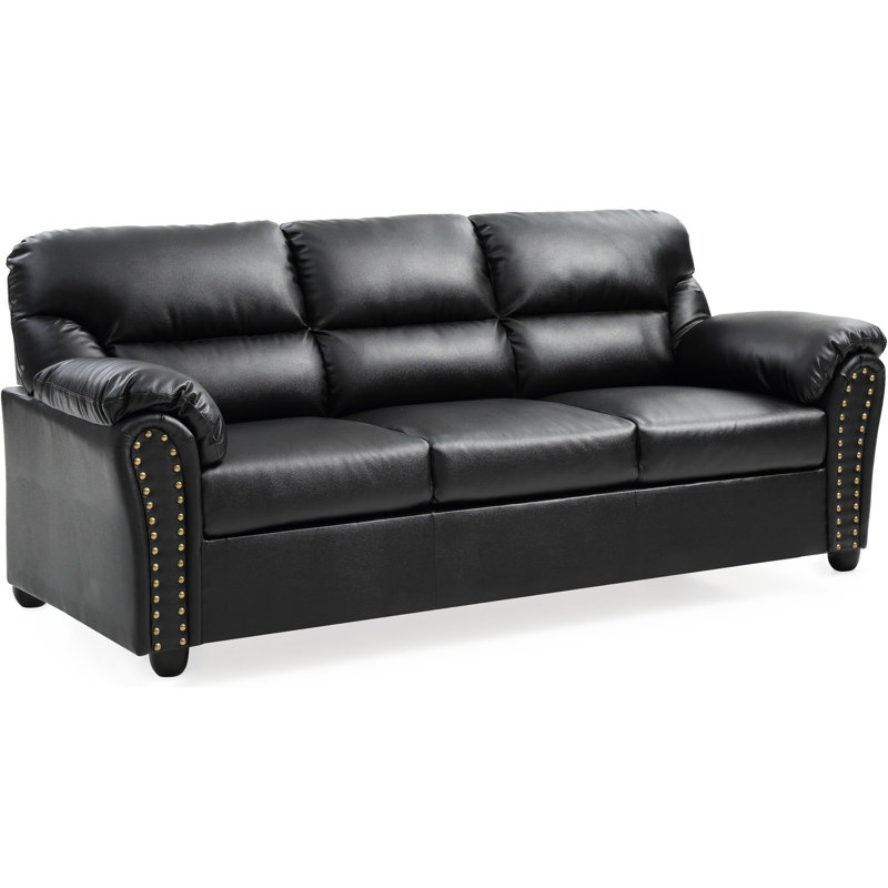 Noir 3 G263-s - Similicuir, lit de jour de conception compacte 3, utilisation polyvalente, confortable