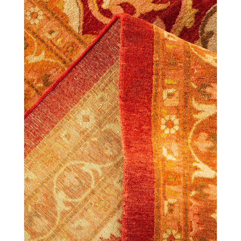 Varhudi One-of-a-Kind 12' 4" X 14' 1" 2010s Wool Area Rug in Orange