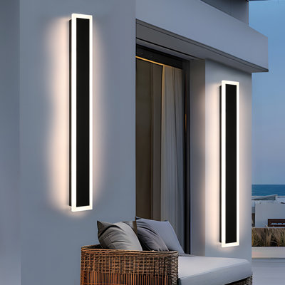2Pcs 48In Long Outdoor Wall Lights Exterior Dimmable LED Wall Lights Long Outdoor Wall Sconce IP65 Waterproof, LED Linear Exterior Lights For Patio Garden Garage Front Door, 3000K-6000K