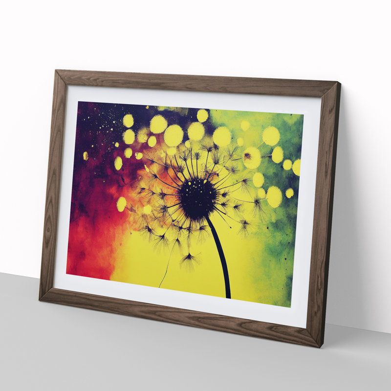 Dandelion Splash - Framed Print, 46cm H x 64cm W x 2cm D, Walnut