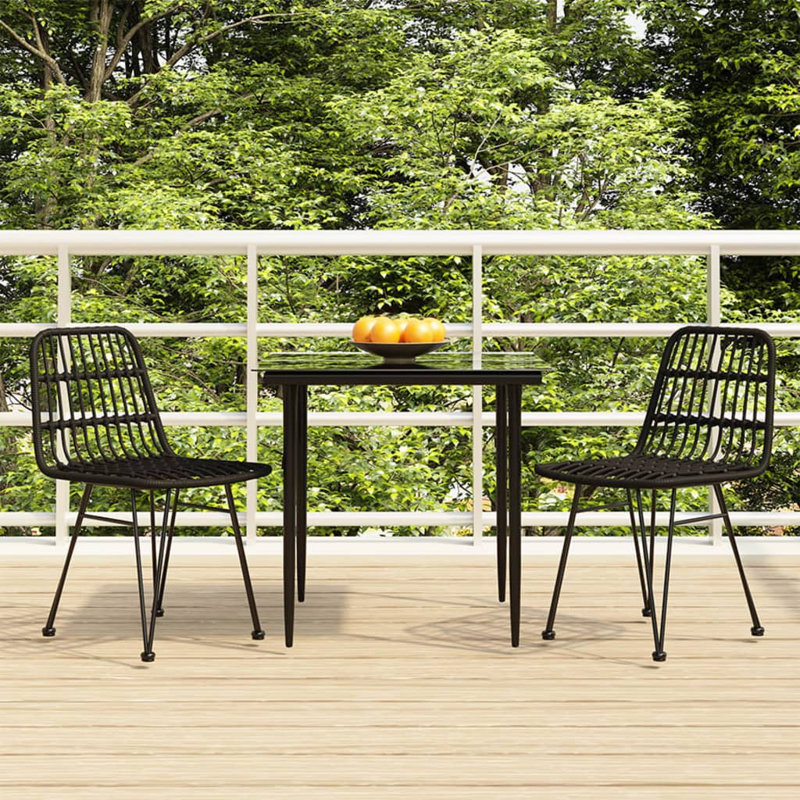 Badr Patio Dining Set with Square Table, Brown, 2
