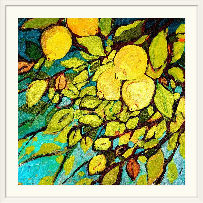 «Nolani Lemon Tree Fun» - reproduction d'art, H 20 po x l 20 po x p 1 po, Cadre blanc