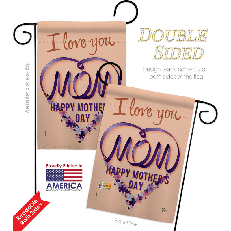 Drapeau de maison «Love My Mom», H 18,5 po x l 13 po